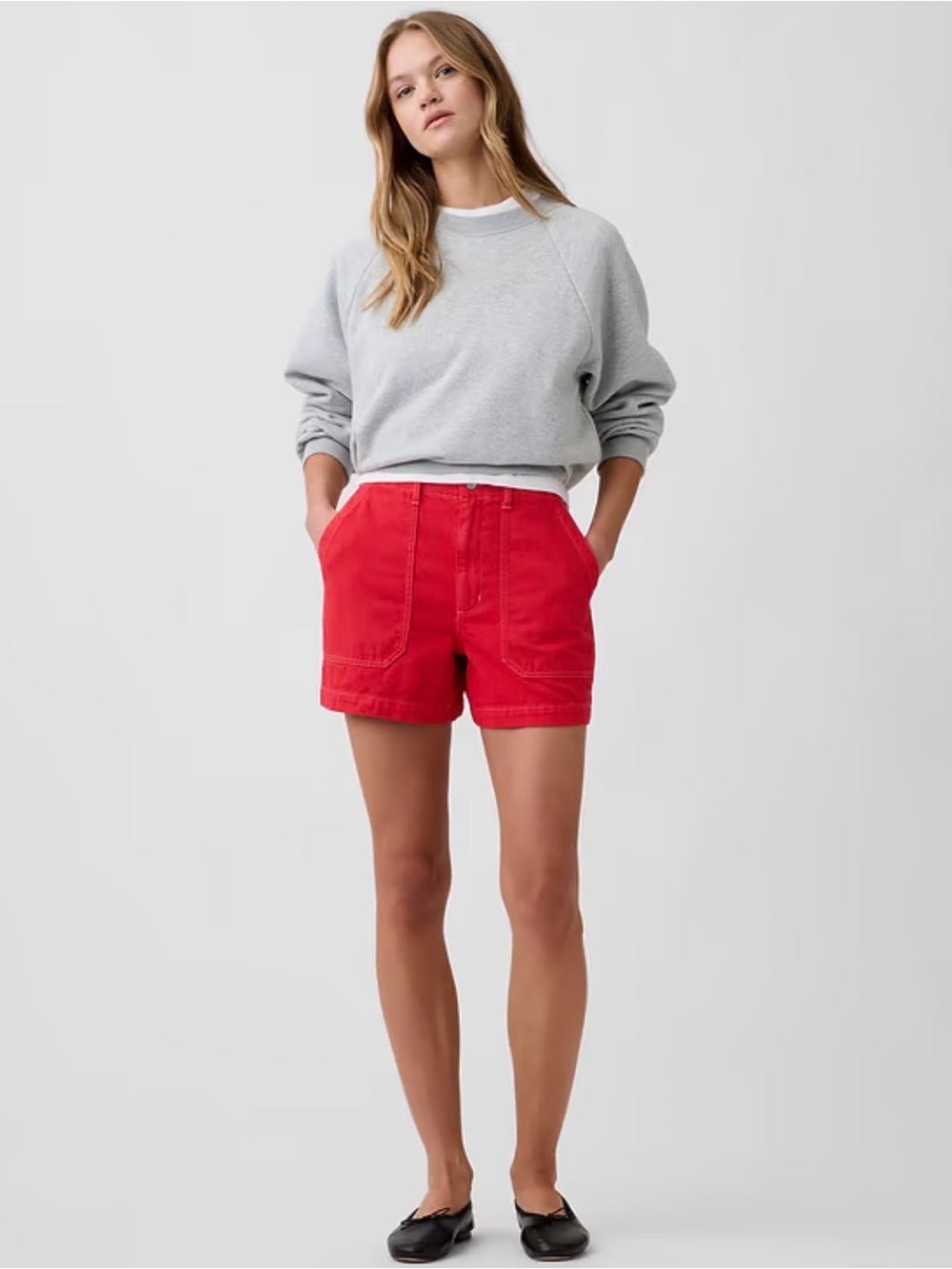 Gap 4” Mid-Rise Denim Jean Shorts Red NWT L Summer Beachy Streetwear Vacation